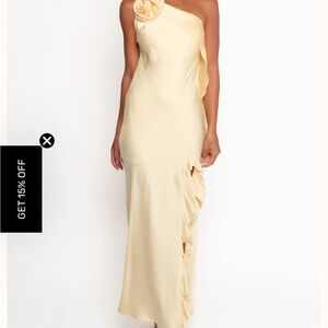 Elegant butter yellow One-Shoulder Dress